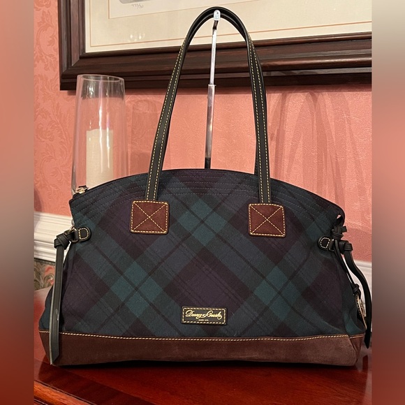 Dooney & Bourke Large Black Watch Tartan Plaid Shoulder Bag w/Wristlet (2pcs.) - Picture 2 of 14